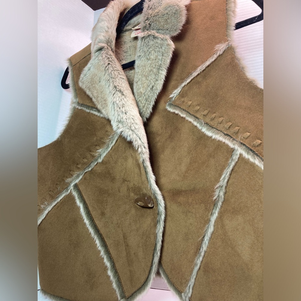 Western Faux Fur Vest, Faded Glory, Size Small